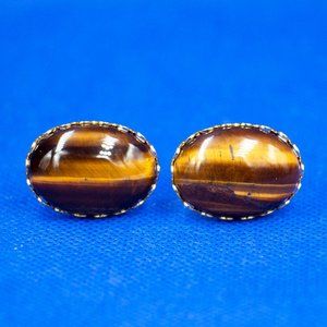 TIGER'S EYE GOLD PLATED CUFFLINKS - McGXN1